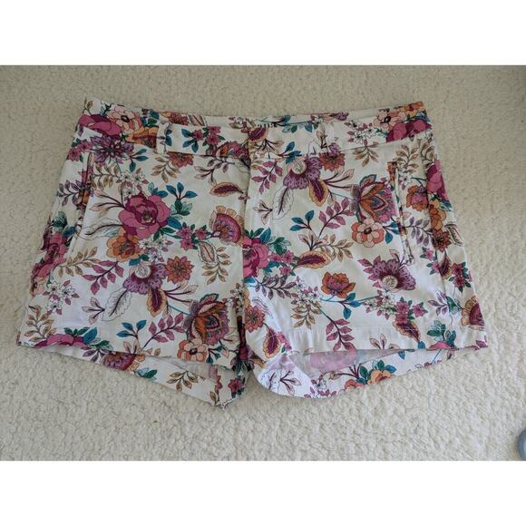 a.n.a womens white pink floral twill shorts pockets Size 12 - Picture 1 of 8